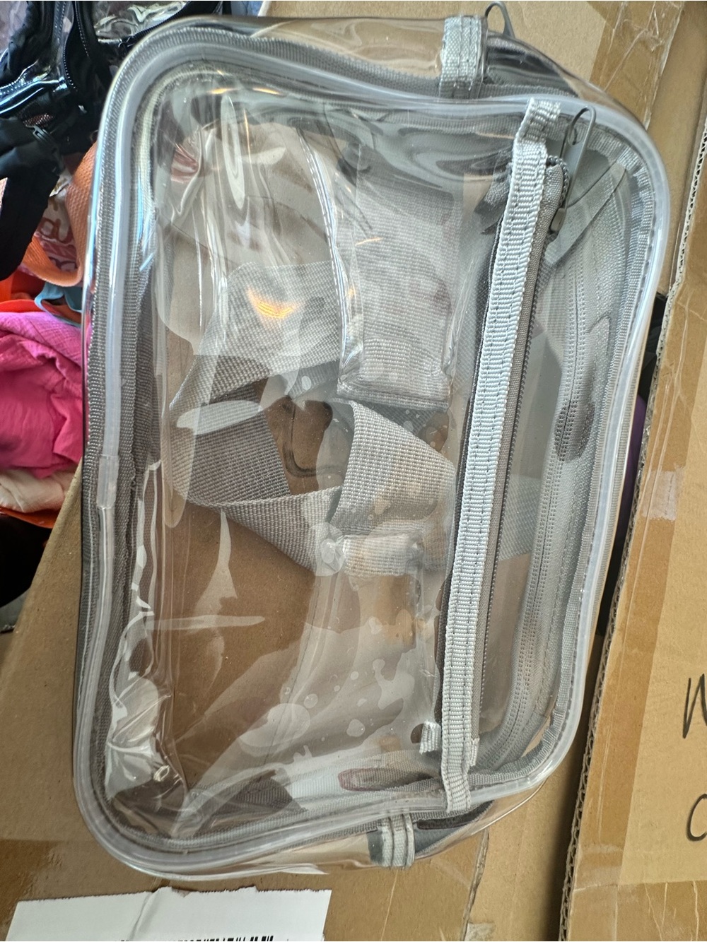 Clear PVC Travel Fanny Bag with Gray Trim